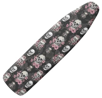 TOADDMOS Bügelbrettbezug und -polster, Motiv: Totenkopf, waschbar, Ersatz-Staubschutz, Tischdecke mit elastischen Bändern