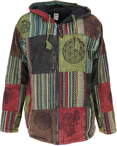 GURU SHOP Goa jacka, lapptäcke sweatshirt jacka, män, bomull