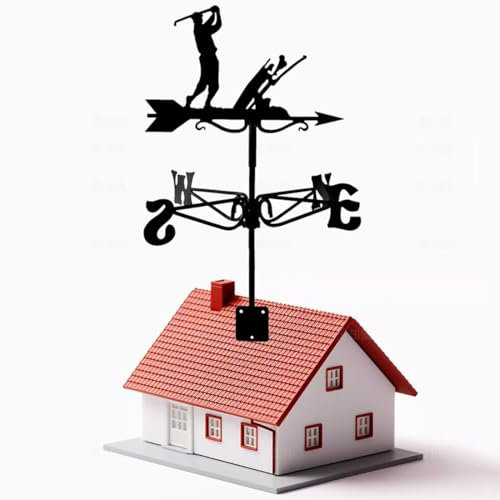 GFLCWYP Girouette en Métal avec Fixation sur Le Toit Girouettes pour Golfeurs Ornement De Girouette sur Piquets De Jardin Indicateur De Direction du Vent Décoration D'intérieur en Fonte