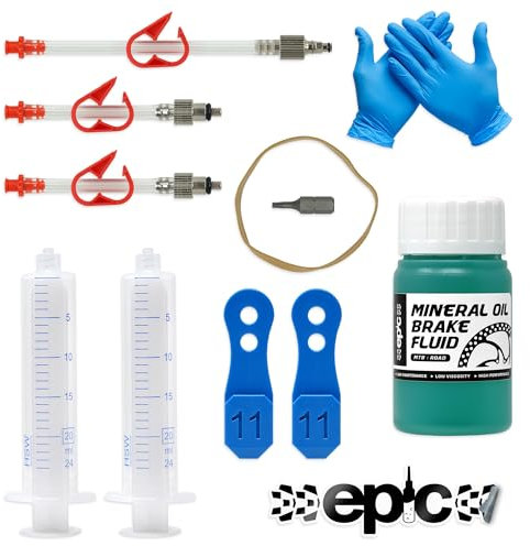 epic Bleed Kit for SRAM Mineral Oil Brakes - Fits Maven & DB8 Brakes - Bleeding Edge Tool, Mineral Oil Brake Fluid, 4-Piston Bleed Block Set (Single)
