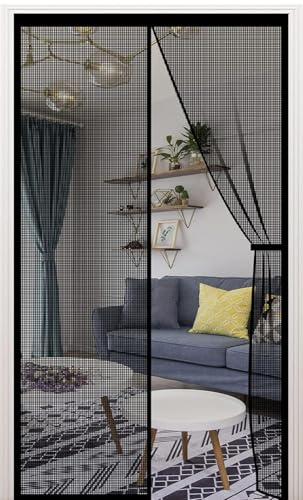 XCMVCN Mosquitera magnética para puerta de balcón, 60 x 175 cm, protección contra insectos, montaje sencillo sin necesidad de taladrar, para puerta de balcón o terraza, color negro