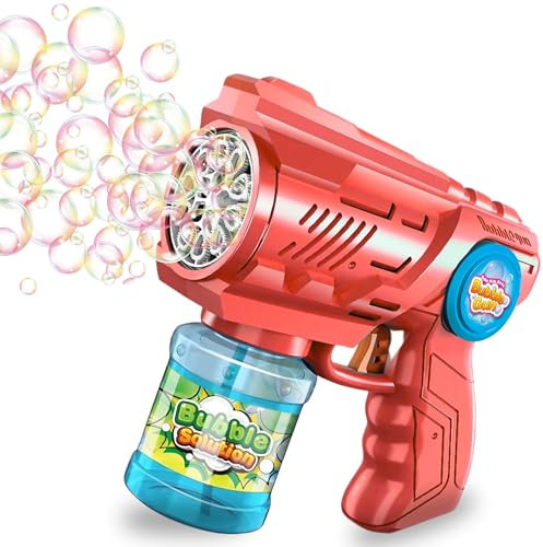 Blubbel Seifenblasenpistole, LED Seifenblasenmaschine, 120ml Seifenblasenflüssigkeit Tank, Seifenblasen Pistole, Blasen Kanone, Luftblasen Bazooka Bubble Gun, Geschenke für Kinder, Hochzeit
