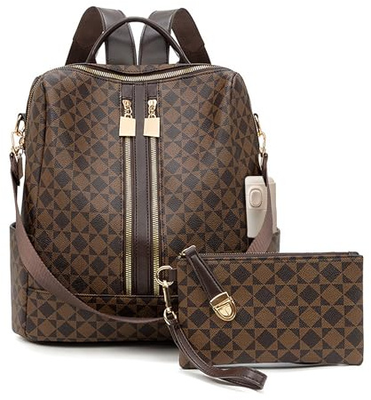 Mabecol Damen Rucksack PU Leder, große Kapazität Schultertasche | PU Leder Rucksack für Schule Reisen, Anti-Diebstahl, Atmungsaktiv, Leicht und Multifunktional