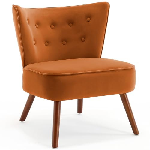 Bekrvio Fåtölj vardagsrum, modern loungefåtölj med 290 g/㎡ sammetsöverdrag, extra stor vadderad öronfåtölj med träben för vardagsrum/sovrum
