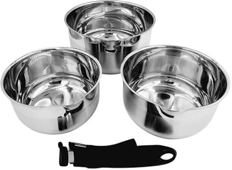 set de 3 casseroles en inox haute qualité- induction & four,poignee Amovible,Cuisson Saine - Diamètres et capacités : 16/18 /20 cm