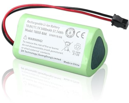 WoskjXas 3400mAh Batería Compatible con Vactidy T6 T7 T8, Vactidy LS001-02, Lefant M501, Ecovac CEN330 CEN331, Cecotec Conga Slim 890 Aspiradora Robot [10.8V/37.74Wh]