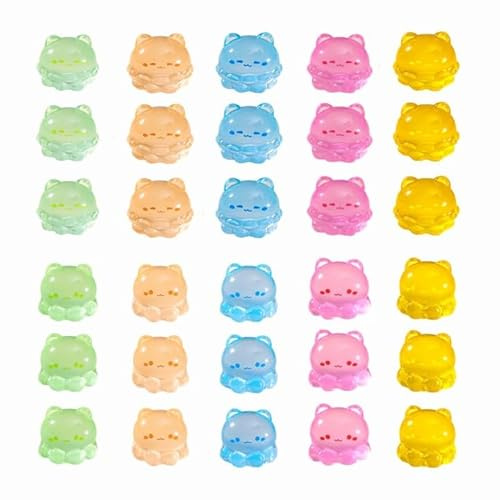 Lot de 30 mini méduses en résine phosphorescentes - Figurines miniatures lumineuses pour jardin, bricolage, micro paysage, voiture, aquarium, maison de poupée