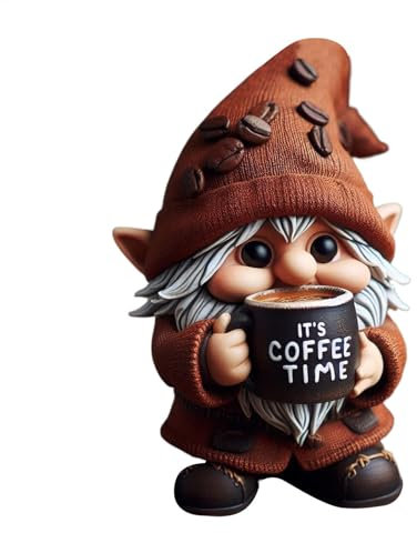 Generisch Kaffee Wichtel Deko, Wichtel Figuren Frühlingdeko, Sammlerstatue Geschenk, Handgefertigtes Rudolph Puppe Skulptur Ornament für Tabletop Küchen Kaffeestation Accessory Küchendekoration