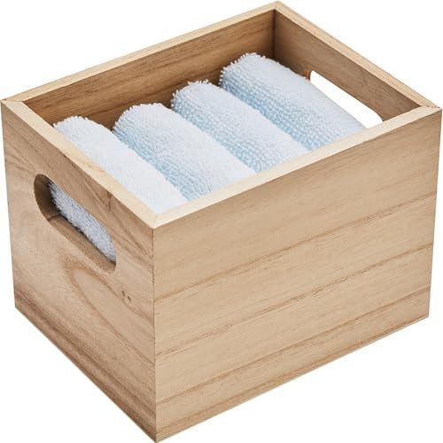 noTrash2003 Juego de 4 toallas de invitados de algodón de 300 g/m² en caja de madera, 31 cm x 28 cm, toalla en tres absorbentes, de secado rápido y decorativa (azul claro)
