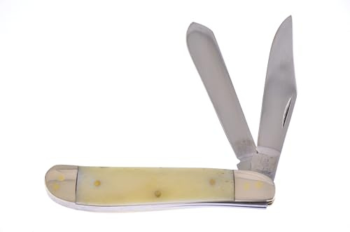 WhiteTail Cutlery Pocket Knife 951WSB Dog Leg Trapper with a White Smooth Bone Handle German Stainless Steel Blade Closed 3.5 Inches