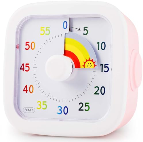 GeeRic Minuterie visuelle de 60 Minutes pour Enfants, Compte à rebours Silencieux avec Cadran Couleur, minuterie analogique sans tic-tac pour Salle de Classe, Maison, Gestion du Temps Vert fougère