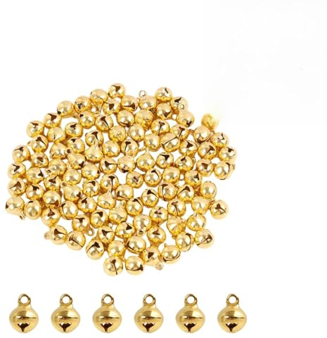 Kupferglocken Hochwertige, Robuste Glöckchen zum Basteln und Dekorieren, für DIY Projekte, Weihnachts- und Geburtstagsdekorationen, Weihnachtsglocken für Dekoration mit Ösen, 11x8 mm （Goldene）