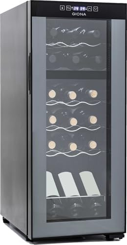 GIONA Cave à vin double zone CVG18CF 2 – 18 bouteilles, 2 températures indépendantes, froid ventilé, noir