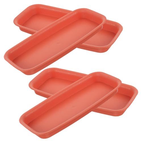 AKOOSY Set 4 Sottovasi Rettangolari per Piante in Vaso, Vassoio Antigoccia per Fioriere Grandi in Plastica, Resistente e Durevole, per Raccolta Acqua e Drenaggio, Adatto per Uso Interno ed Esterno