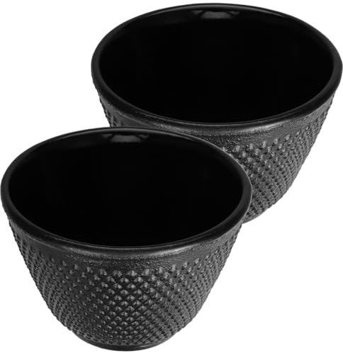 LOLIPPYY Tasses à Thé En Fonte 120 Ml Lot De 2, Coupe Japonaise, Matériau Fonte Résistante, Isolation Thermique, Usage Quotidien, Pour Maison Et Bureau