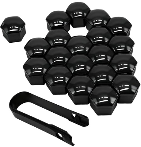 KoiLuvGo 20PCS 19mm Lug Nut Covers, Hexagonal Wheel Bolt Covers Caps, Tire Nut Rust and Dust Protection Cover with Remover Clip, Universal for Most Car Lug Nut Caps, Auto Exterior Accessories (Black)