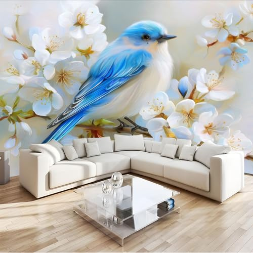 Colore Carta da parati murale, Bellezza Fiori Uccelli murale in tessuto non tessuto, poster design moderno per soggiorno cucina sala da pranzo camera da letto 350 x 256 cm