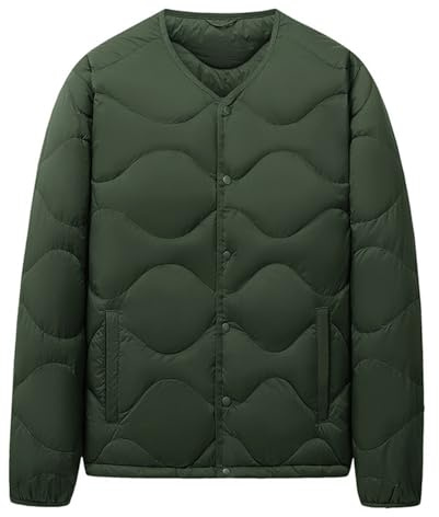 Piumino Uomo Sottogiacca 100 Grammi Leggero in Piuma D'Anatra Bianca con Collo Alto Giacca Imbottita Trapuntata Vento Giubbotto Invernale Termico Bomber Elegante Curvy per Lavoro Trekking Sportiva,L