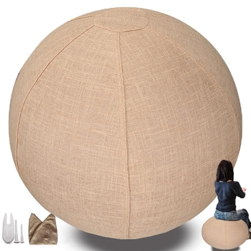 9 colori Palla per Lo Pilates/Sedia da Ufficio Copri 55/65/75cm, 2 PCS Kit di Ricambio per Spina a Sfera per Esercizi, Resistente alla Sporcizia Pilates Yoga Copri (Nessuna Palla)(Light yellow,65CM)
