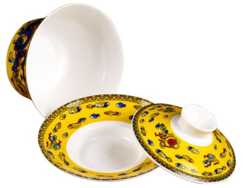 JEWEDECO Taza de Té Clásica 1 de Cerámica Amarilla Tipo Sopera