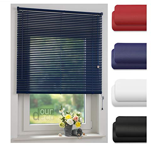 ourdeco® Jalousie aus PVC / 100 x 160 cm (Breite x Höhe) / Farbe orientblau/lichtdurchlässig bis Blickdicht/Einfache Montage an Wand oder Decke