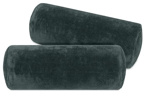 npluseins 2er Pack Kissenhüllen aus Coral-Kuschel-Fleece (2 Stück) 1257.1667, ca. 40 x 15 cm, anthrazit