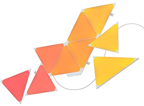 Nanoleaf Shapes Triangle Starter Kit, 9 Smarten Dreieckigen LED Panels RGBW - Modulare WLAN 16 Mio Farben Wandleuchte Innen, Musik & Bildschirm Sync, Funktioniert mit Alexa Google Apple, Deko & Gaming