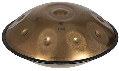 SELA Harmony Handpan D Sabye I Handmade Premium Qualität - geeignet für Anfänger & Profis I Edelstahl-Percussion-Instrument - inkl. gepolsterter Tasche & Gurt I Pantam SE 213 Stainless Steel Gold