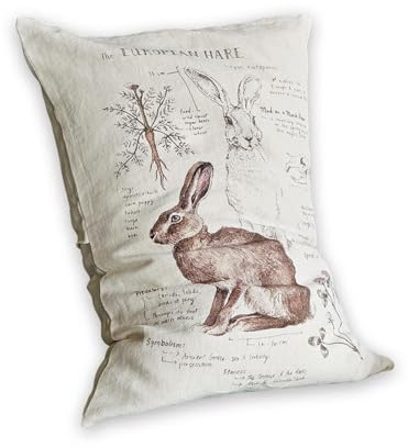 Loberon Kissenhülle Kalleur, beige | Nostalgie-Print, Osterhasen-Motiv, natürliche Farbgebung, weiche Haptik, Ostern, Ostertextilien, Osterdeko, Leinen