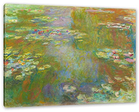 Pixxprint Claude Monet - Seerosenteich, Größe: 60x40cm, Leinwandbild, fertig gespannt, Wandbild, Dekoration, Kunstdruck, kein Poster