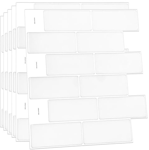 WALPLUS 3D Tile Stickers Peel and Stick Backsplash Splashback Decals Tile Transfer for Kitchen Bathroom Living Room Stick on Tile London Minimalist Brilliant All-White 6 Sheets 30.5cm(12) White