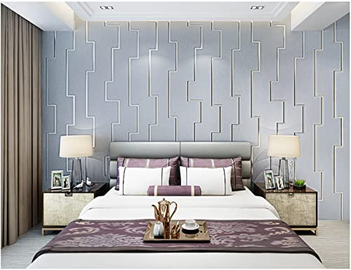 Silber-Grau Vliestapete 9,5 m x 0,53 m Chinesische Beflockung Tapete Modernes Design Streifen Tapete für Flur Wohnzimmer Schlafzimmer Büro