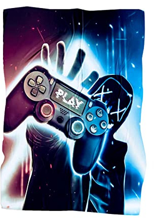 Großes Strandtuch Poncho Mikrofaser Schwarz Blau Grau XL XXL Spielthema Gamer Gamepad Videospiel Boy Herren Badetuch Schnelltrocknend Sonnenliege Matte Spa Decke Reise (Farbe 2,100 x 180 cm)