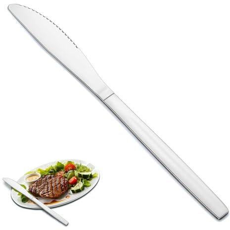 Pleafind Dinner Knife Set of 24, Stainless Steel Kitchen Knives, Mirror Polished Cutlery Table Knives, Dishwasher Safe (8.3 inch, 21cm)