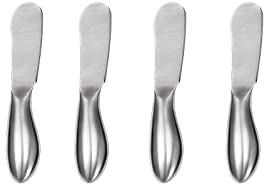 PEPAXON Small Butter Knife Spreader Cheese Knife Stainless Steel Easy Spread with Ergonomic Handle 14x2cm (Silver- pack of 4)