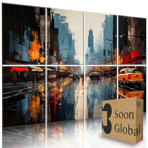 Soon Global Akustikpaneele, schalldichte Wandpaneele, 121,9 x 81,3 cm, schallabsorbierende Paneele, dekorative akustische Wandpaneele, akustische Behandlung für Aufnahmestudio, Urban Pulse, 8 Stück