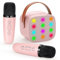 Damcyer Máquina de Karaoke 2 Micrófonos, Máquina Bluetooth, Inalambrico para Niños y Principiantes,Rosa