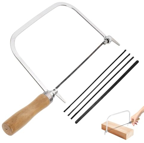 jojofuny Coping Saw for Woodworking - 5 Inch Frame Fret Saw for Woodworking, Wood Board, PVC Pipe and Foam Cutting (With 4 Replacement Blades)