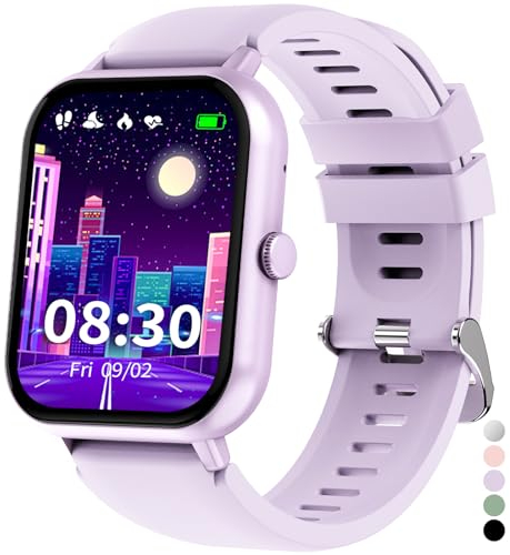 JUBUNRER Smartwatch Bambini Cardiofrequenzimetro Monitor Sonno Contapassi Pedometro Sport Impermeabile Sveglia Calcolatrice Orologio Bambina Bambino Fitness Ragazzi Ragazze Adolescenti Regalo 3+ Anni