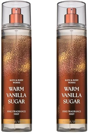 Bath & Body Works Warm Vanilla Sugar Fine Fragrance Mist, Body Spray & Perfume for Women, Long-Lasting Personal Fragrance, Sparkling Sugar and Sweet Vanilla Scent, 8 fl oz - 2 Pack