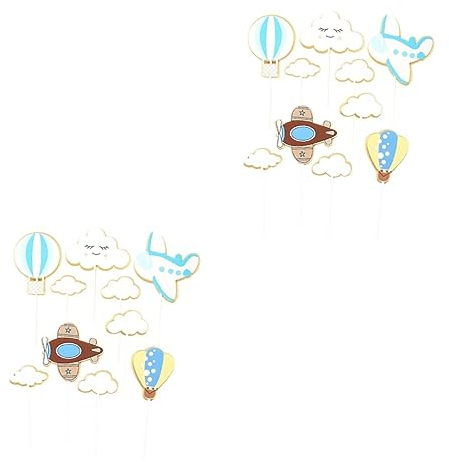 ibasenice 40pcs Cartoon Cloud Hot Air Balloon Airplane Cake Picks Birthday Decorations for