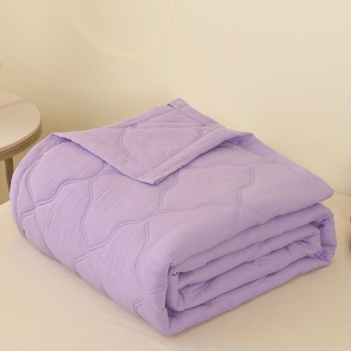 DOTBUY-SHOP Quilted Bedspreads, Quilt Bed Throws Cotton Filling Duvet Single Double Super King Size Children's Bed Quilted Throw for All Season (Light Purple,150x200cm)