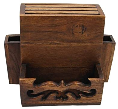 Ceppo portacoltelli salvaspazio Ceppo portacoltelli in legno Multifunzione portaoggetti per utensili da tavolo Set portaoggetti in legno massello Forniture da cucina Conservazione dei coltelli
