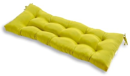 Solides Polster für Terrassensofas/Schaukeln aus Weidengeflecht für den Innen- und Außenbereich, getuftet, weiche Loveseat-Schaukel-Stuhlauflage aus Korbgeflecht, Wetter- und lichtbeständig,Gelb