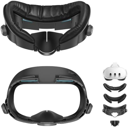 AMVR Verbessertes Comfort Face Cover Pad Facial Interface Kompatibel mit Meta/Oculus Quest 3 Zubehör, mit verstellbarem Drehknopf, mit PU Face Cushion Pad und Ice Silk Cotton