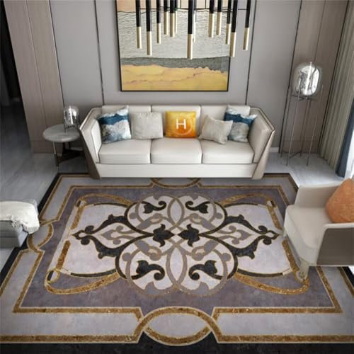 RUGMRZ Terrassen Teppich Outdoor Teppiche Für Terrasse Kann viele Jahre lang verwendet Werden grau-gelbes Druckdesign rutschfest Room Deko Rugs Washable 160X250CM