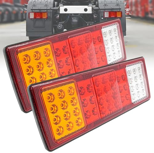 LEVANLIGHT 2PCS 48 Led Trailer Lights Rear 12v, 24V Trailer Led Lights LED Trailer Rear Tail Lights Turn Signal Brake Reverse Running Lights Fits Truck RV Camper Snowmobile Pickup Vans