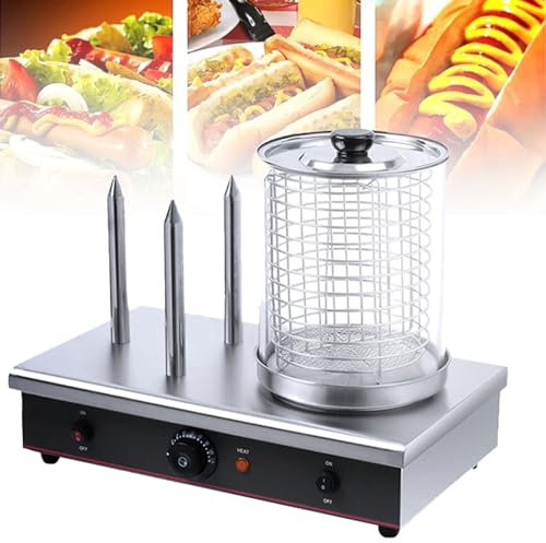 Máquina Comercial, máquina para Hacer Hot Dogs y panecillos 2 en 1, vaporera eléctrica para Hot Dogs, máquina para Hacer Hot Dogs y panecillos de Acero Inoxidable con Control de te