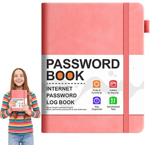 Carnet d'adresses avec mot de passe, carnet de mots de passe | Livre organisateur de mots de passe d'ordinateur avec onglets alphabétiques - Petit carnet d'enregistrement de mot de passe pour les déta