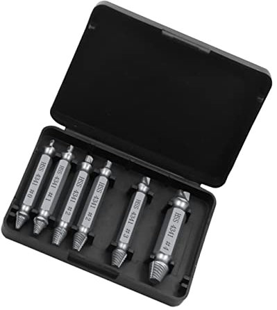 POPETPOP 6pezzi Estrattore Di Bulloni Rotti e Danneggiati Guida Per Punte Da Trapano Estrattore Di Bulloni Doppia Estremità Rimuove Vite o Bullone Funziona Su Rotture Frastagliate